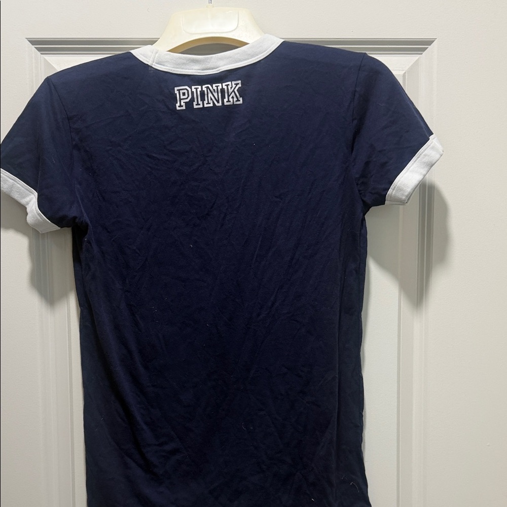 PINK Victoria's Secret Navy V‑Neck Cowboys Sequin Tee - Picture 6 of 6